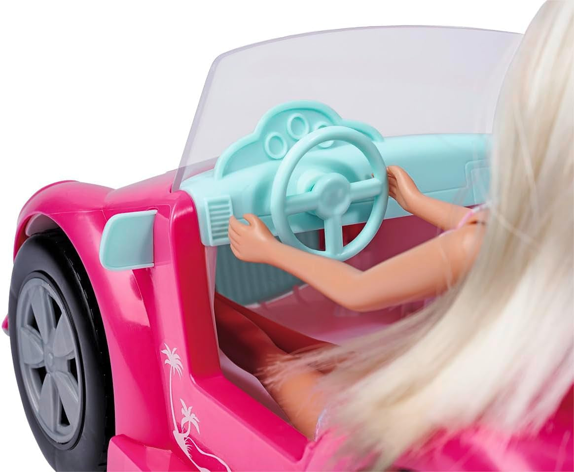 Simba Steffi Love Beach Car Doll con un fantástico traje de verano y cochecito de playa, 29 cm, a partir de 3 años