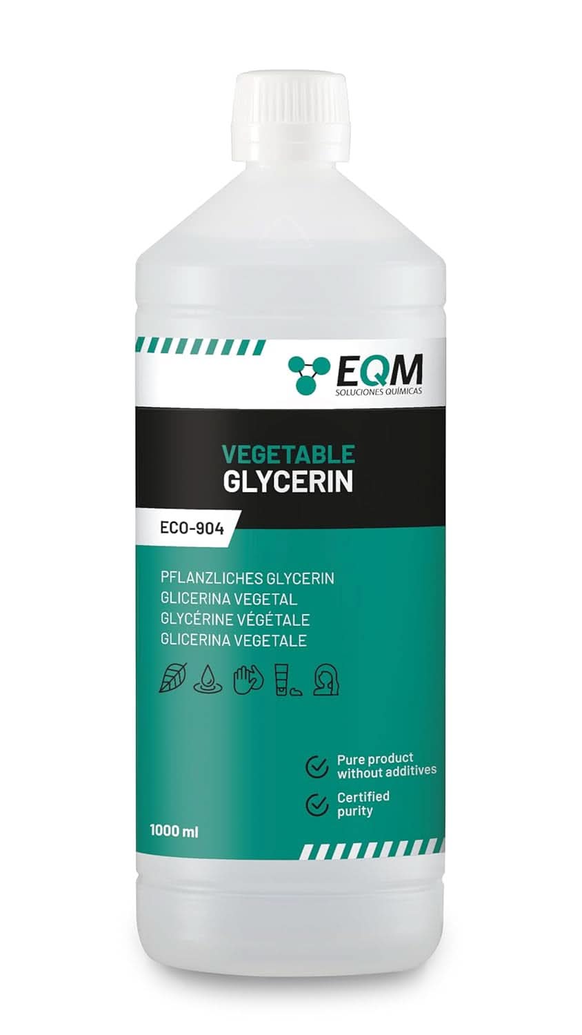 Glicerina vegetal, 100% natural, hidratante natural para cabello y piel, ideal para jabones, champús, cremas, 1 litro Ducha y baño Naty Shop