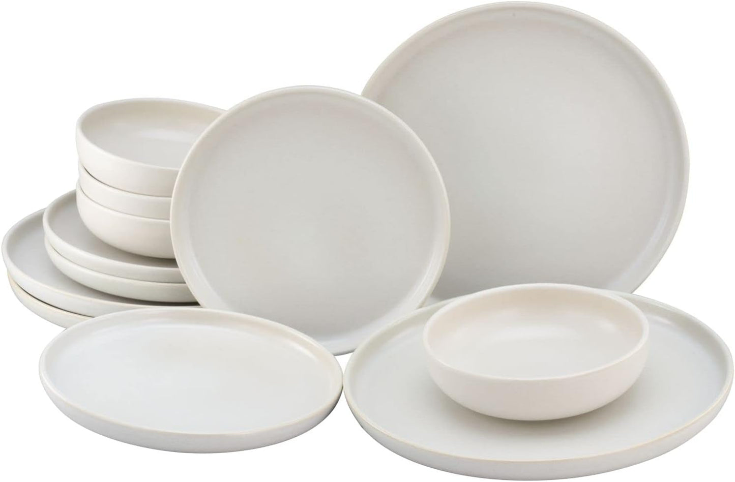 CreaTable, 33065, Vajilla Serie Uno Amarillo-Blanco de 12 Piezas, Juego de Platos de Porcelana, Apto para Lavavajillas y Microondas, Hecho en Portugal
