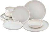 CreaTable, 33065, Vajilla Serie Uno Amarillo-Blanco de 12 Piezas, Juego de Platos de Porcelana, Apto para Lavavajillas y Microondas, Hecho en Portugal