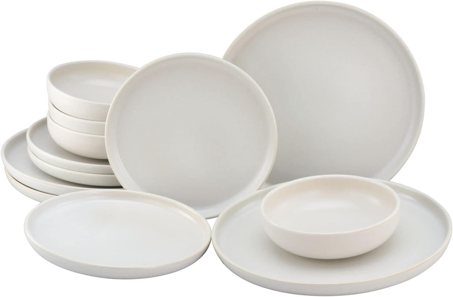 CreaTable, 33065, Vajilla Serie Uno Amarillo-Blanco de 12 Piezas, Juego de Platos de Porcelana, Apto para Lavavajillas y Microondas, Hecho en Portugal