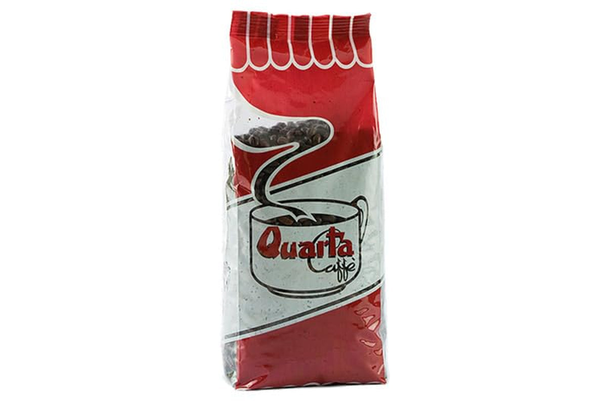 Granos Quarta Caffè Sorte Rossa - Café arábica y robusto, 250 g, aroma fuerte y energético - 1 paquete de 250 g. Producido en Apulia, Salento.