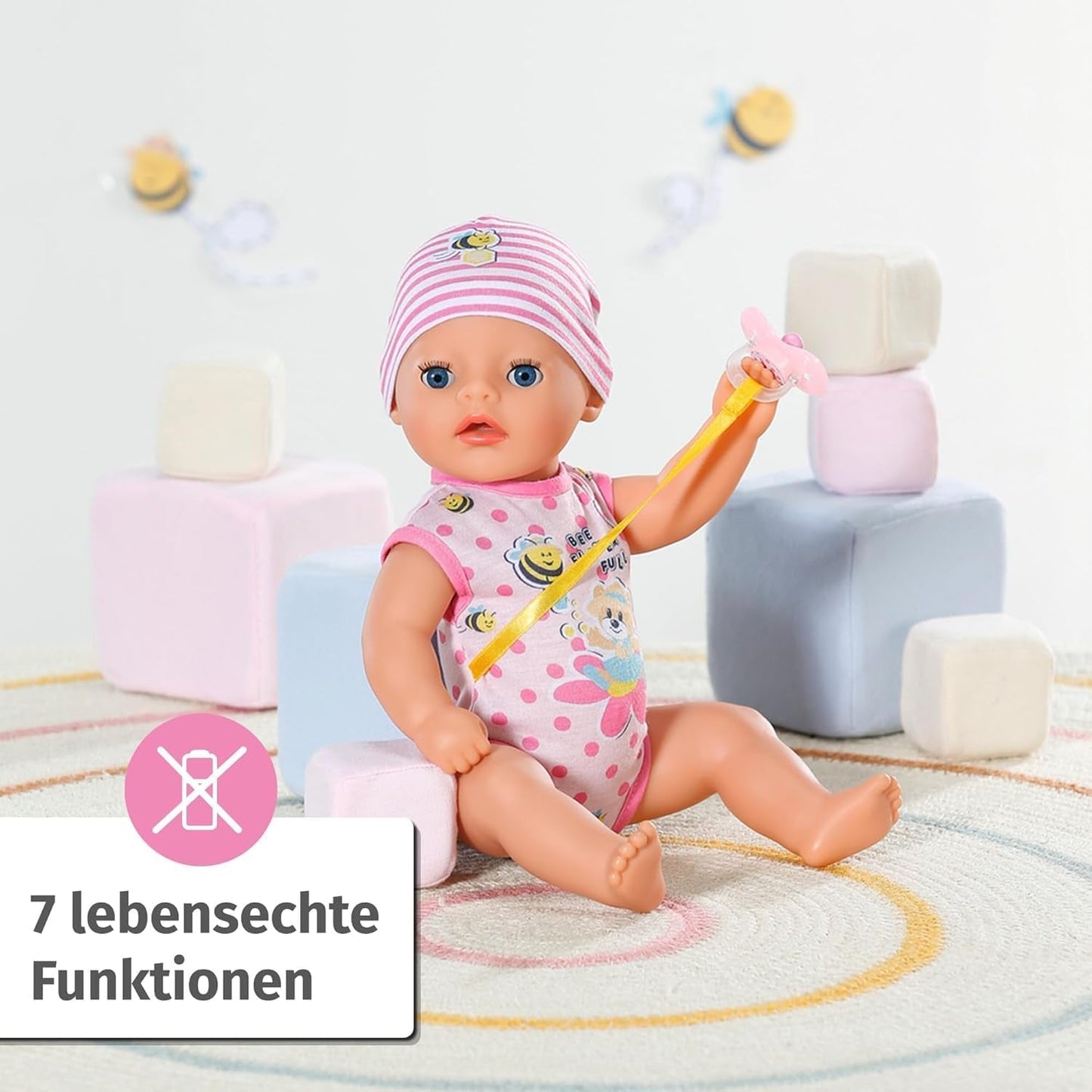 BABY Born Lena (niña) 36 cm, muñeca con 7 funciones para niños a partir de 1 año, funciona sin pilas, muñeca grande 36 cm, 834596 Zapf Creation, muñecas Naty Shop rosa