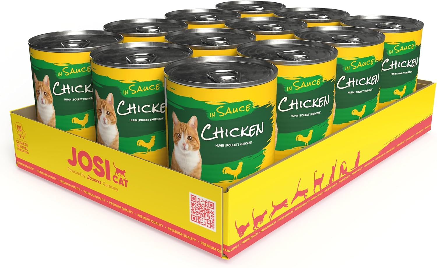 JosiCat Pollo en Salsa (12 x 415 g) | Adulto | Comida húmeda premium para gatos adultos | Pollo en salsa | Vitamina D3 y E | Desarrollado por JOSERA | Comida húmeda para gatos | Alimentación completa | Paquete de 12