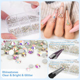 Harz Strasssteine ​​​​4200Pcs Strass Kristalle 1Mm-5Mm Gemischte Kinder Bastelsachen Kit Mit Strass Mit Picking Pinzette Und Stift para DIY Nägel Kleidung Kunsthandwerk Gemischt Becher Party (A)