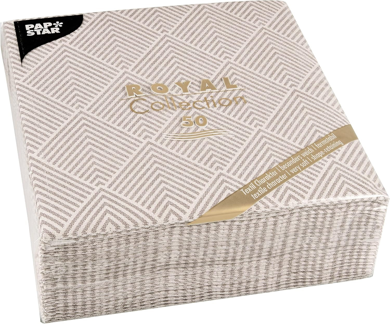 Papstar, 50 servilletas "Colección ROYAL" pliegue 1/4 40 cm x 40 cm "Elegance" Marrón, #86498 (paquete de 2)