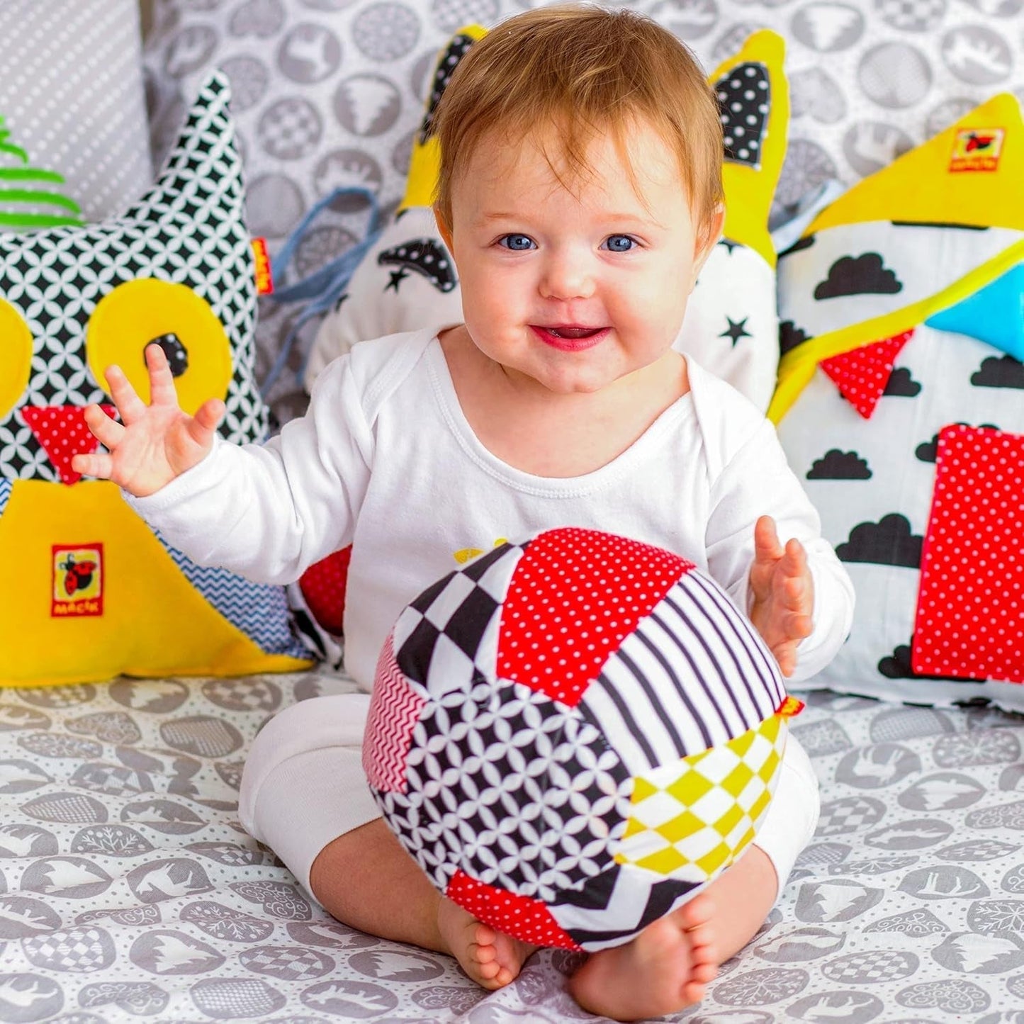 magdum 2 set juego cubo bebe + pelota de tela - juguete motricidad a partir de 1 año - juguete para niños 6 meses - juguete Montessori - juguete educativo 1 año - regalo para niños - pelota para niños - cubo para niños - regalos para niños Juguetes Bebe Naty Shop