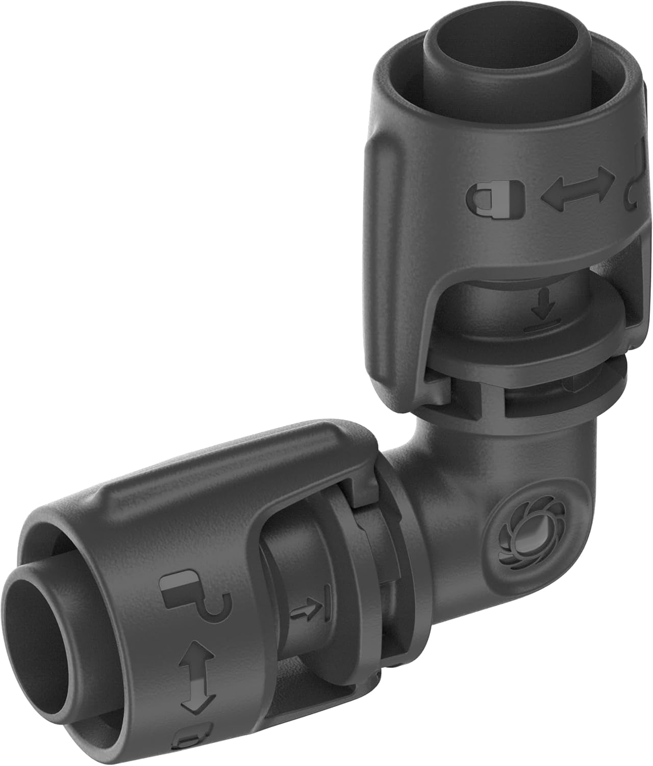 Sistema de riego por microgoteo Gardena, pieza en L de 13 mm (1/2"): conector de tubería para invertir tuberías de suministro de 13 mm, montaje sin herramientas, reutilizable (13202-20)