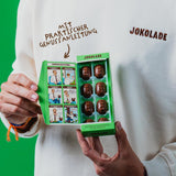Paquete económico JOKOLADE PRALLINE 12 x 80 g | Relleno generoso de crema de turrón de avellanas y chips | Chocolate justo de Joko Winterscheidt