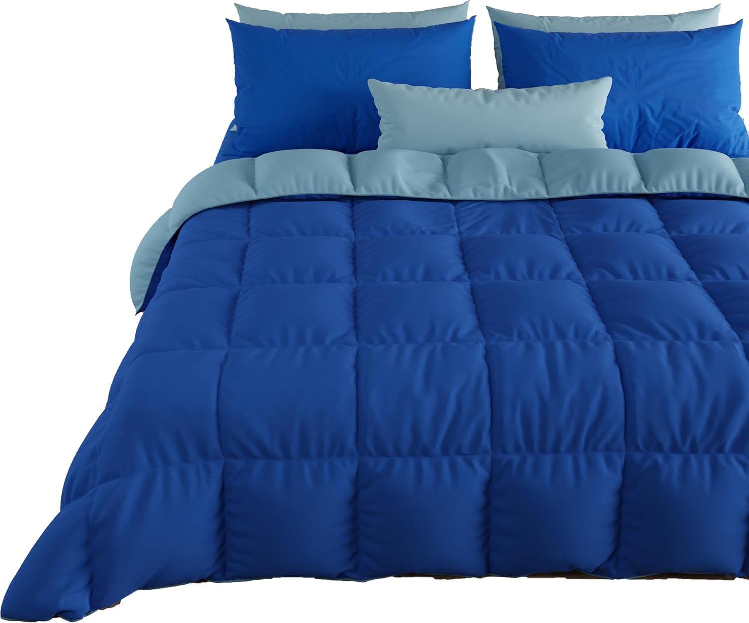PETTI Artigiani Italiani - Edredón de invierno para cama de matrimonio, maxi, monocromático, doble cara, blanco, gris, 100% Made in Italy Edredones y edredones Naty Shop Azul Medidas cama 160X200: [Edredón 240 X 260 Cm]