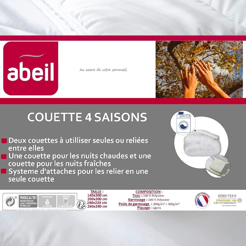 Abeil Colcha 4 Estaciones, Blanco, Poliester, Blanco, 240 X 260 Cm Edredones y Edredones Naty Shop