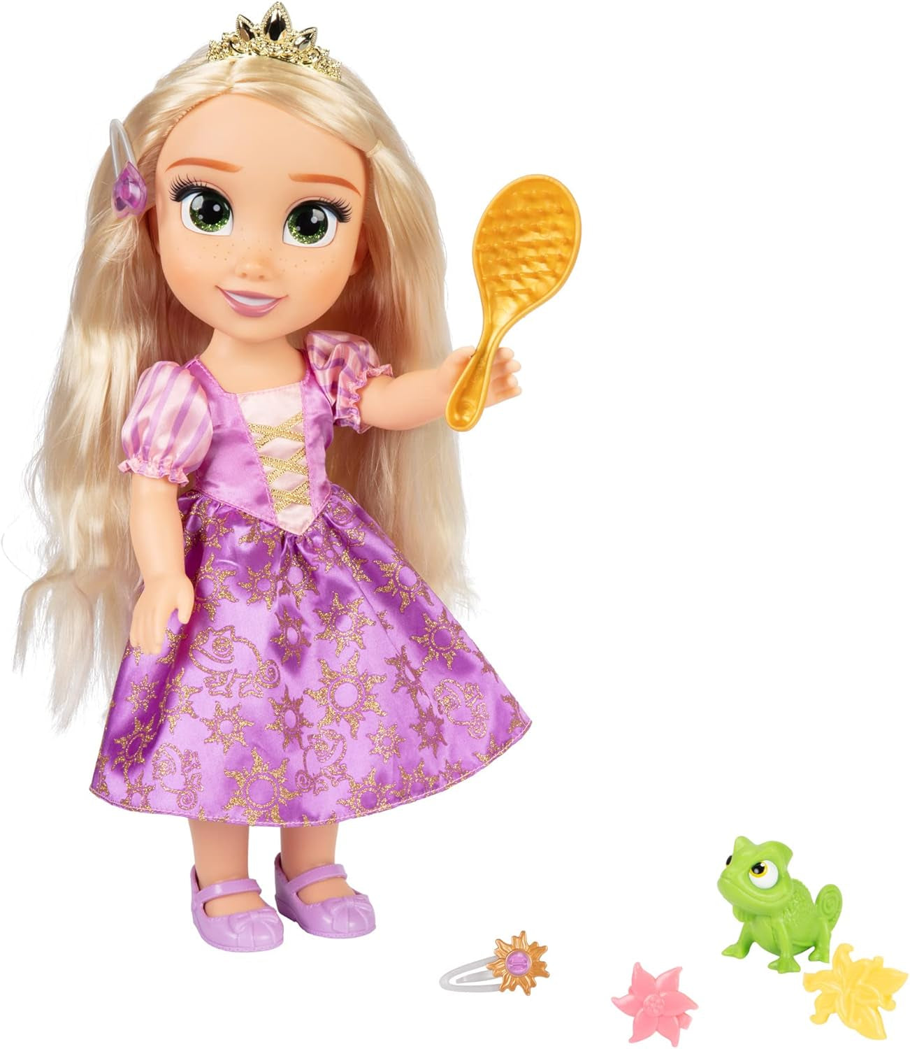 Princesa Disney Rapunzel Muñeca Cantante de 35 cm, Canta 'I See The Light', Incluye Accesorios para Más Diversión, Perfecta para niñas de 3 años en adelante, Morado