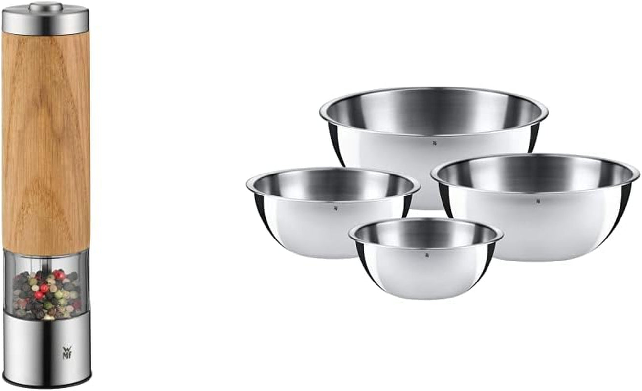 Set WMF Ceramill Oakwood Cromargan, molinillo eléctrico y juego de cuencos Gourmet For The Kitchen 4 piezas Molinillos y Rebanadores Naty Shop Paquete con juego de cuencos