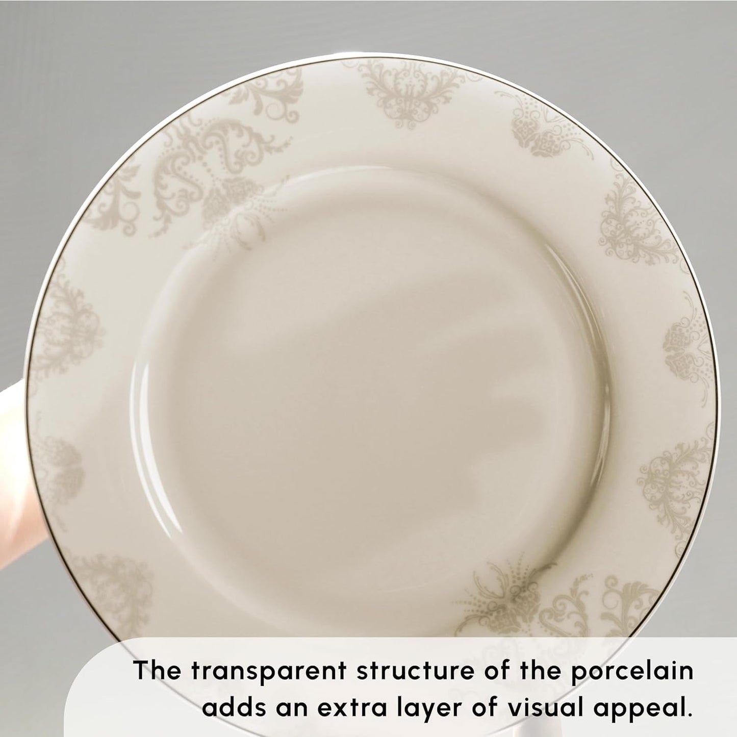 Karaca Elegance Bone Siena Vajilla para 12, Vajilla Moderna de Porcelana, Vajilla con Tazones de Sopa, Fuente para Servir, Platos Hondos, Platos de Postre - Blanco y Dorado