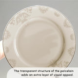 Karaca Elegance Bone Siena Vajilla para 12, Vajilla Moderna de Porcelana, Vajilla con Tazones de Sopa, Fuente para Servir, Platos Hondos, Platos de Postre - Blanco y Dorado