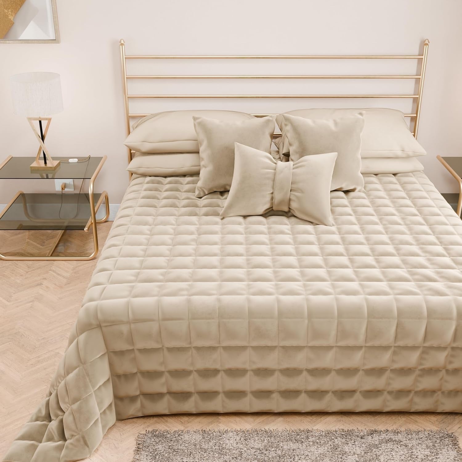 PETTI Artigiani Italiani - Cubrecama individual, colcha doble cara, colcha de muelles, azul medianoche, blanco, 100% Made in Italy Edredones y edredones Naty Shop Marrón Medidas cama 100 (170 X260 Cm)