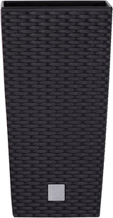 Macetas Prosperplast imitación ratán/macetas con inserto | 32,5x32,5x61cm | antracita | resistente a la intemperie y a los rayos UV | de plástico resistente | para interior y exterior