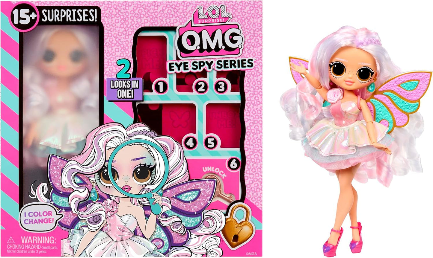 Jajaja ¡Sorpresa! Serie OMG Eye Spy - Hada - Incluye 1 muñeca con atuendo y accesorios, resolución de acertijos y descubrimiento sorpresa, 4 muñecas coleccionables