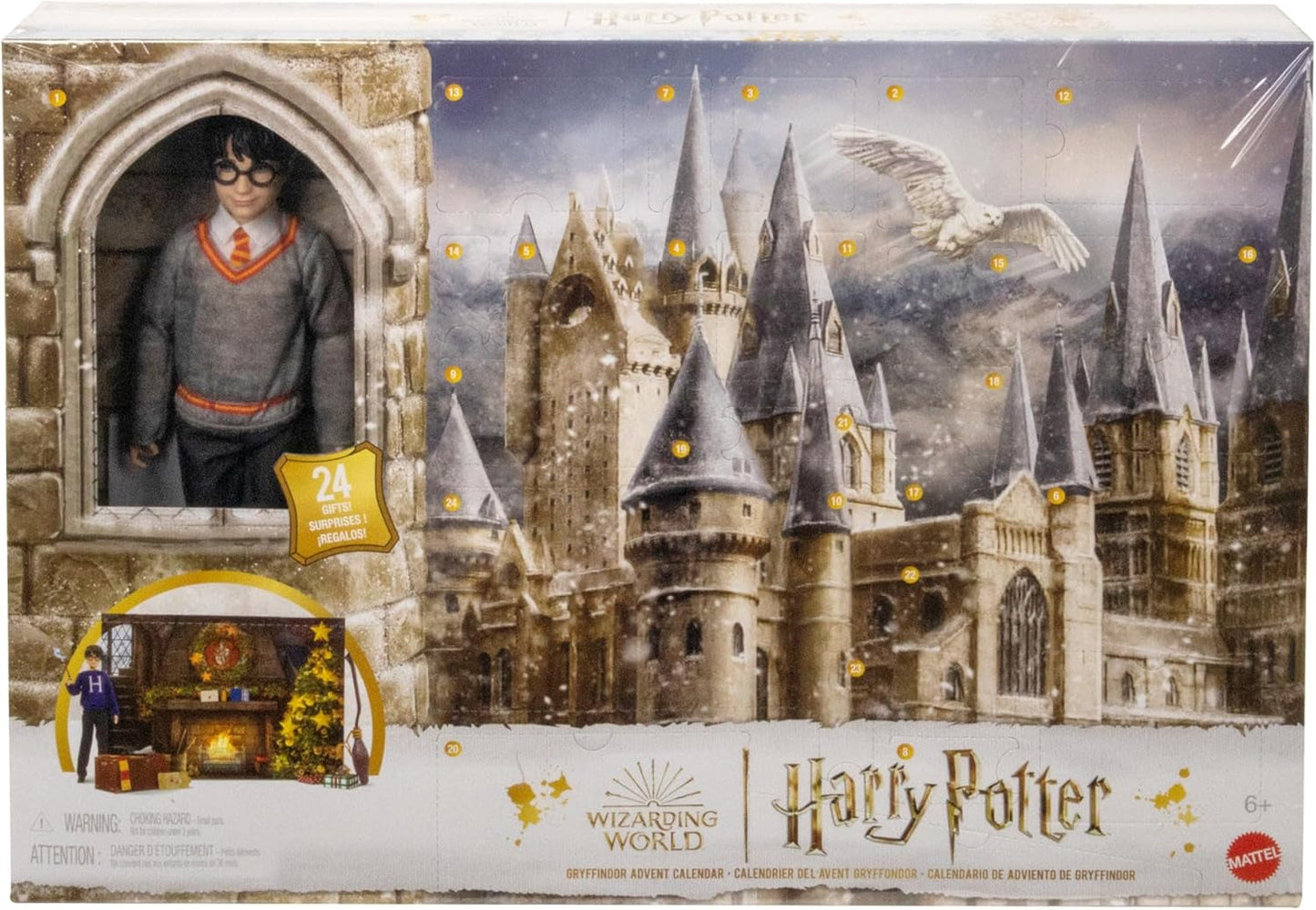 HARRY POTTER Calendario de Adviento de Gryffindor - 24 Historias, Sorpresas Mágicas, Sala Común de Hogwarts, Rostro Realista, Para Fans Mayores de 6 Años, Muñecas HND80 Naty Shop Calendario de Adviento de Gryffindor