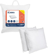 Azul Câlin Juego de 2 Almohadas Confort Firme "Alaska", Súper Relleno, Sobre 100% Percal de Algodón, Blanco, Forma Cuadrada 65 X 65 cm Naty Shop Almohadas Estándar