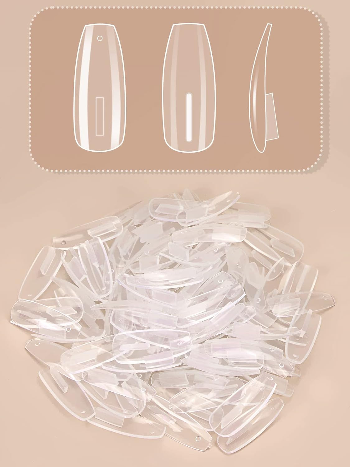 200 puntas de uñas de repuesto transparentes: puntas de uñas acrílicas para práctica manual para diseño de uñas