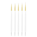 Nagelkunst-Pinsel, 5 piezas, Nailart-Pinsel, Punktierstift-Werkzeuge, Malkunst-Design-Pinsel-Set para Lange Linien, Dünne Details, Feine Zeichnungsgrößen 7/9/11/15/22 mm, negro