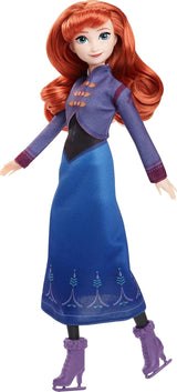 Mattel Disney Muñeca Elsa La Reina de Hielo, Muñeca La Reina de Hielo, pelo rubio peinado, muebles, zapatos de quita y pon, regalos Disney, juguetes a partir de 3 años, HLW47 Muñecas Naty Shop Anna Eisläuferin look