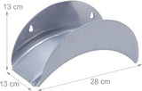 Relaxdays Juego de 2 soportes para manguera de pared, para manguera de 30 m, 1/2", soporte para manguera de jardín, soporte para manguera de metal, gris