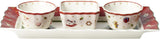 Villeroy & Boch - Toy's Delight Salsera, 4 piezas, fuente con cuencos, juego de salsas navideñas, decoración de mesa de juguete, bandeja para servir, cuencos, vajilla navideña, porcelana premium