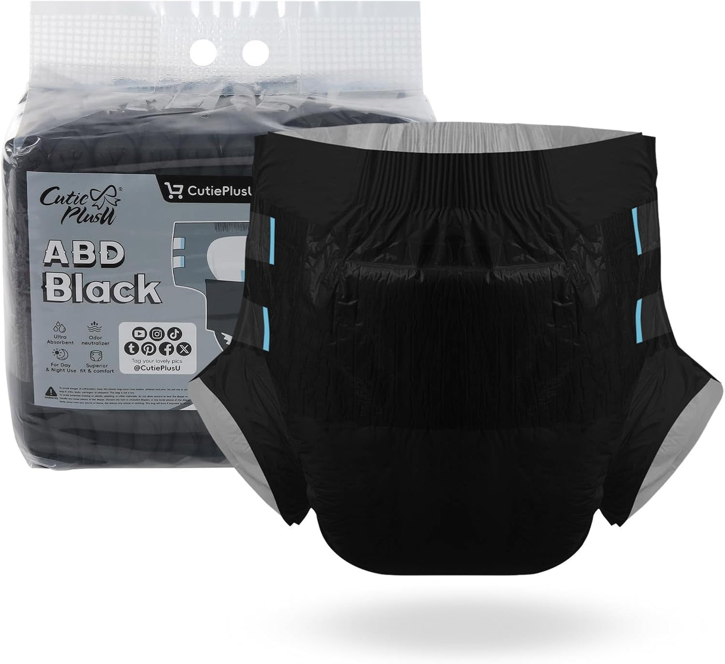 CutiePlusU Pañales para adultos, paquete de 10 bragas desechables para incontinencia con trabillas para mujeres y hombres, máxima absorbencia durante la noche - azul (tamaño grande 94-119 cm)