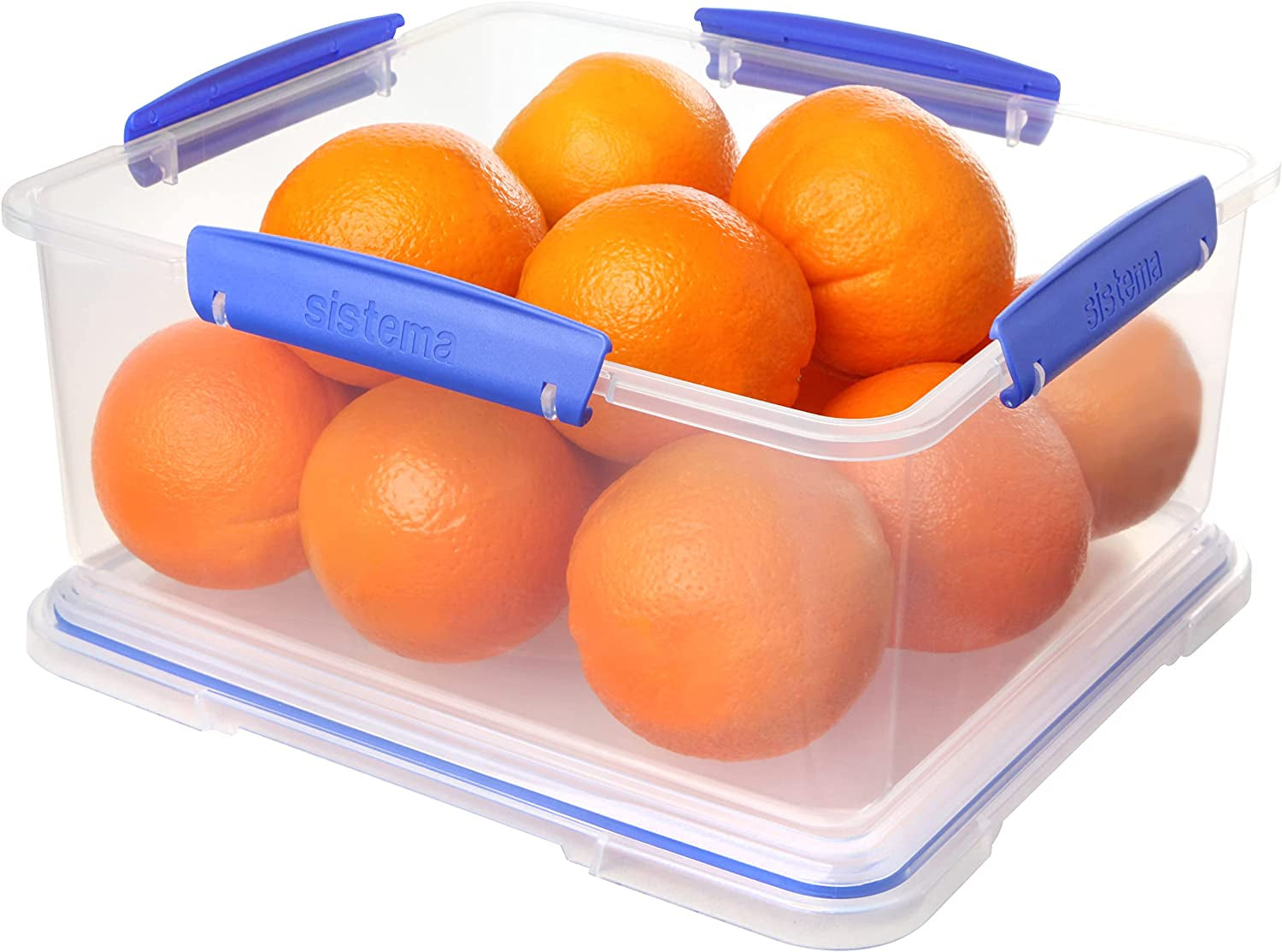 KLIP IT System Tarro de almacenamiento de alimentos, 5 litros, apilable, a prueba de fugas, con tapa, apto para frigorífico/congelador, sin BPA, plástico, clips azules, 1 pieza (paquete de 2) Cajas de almacenamiento de alimentos Naty Shop