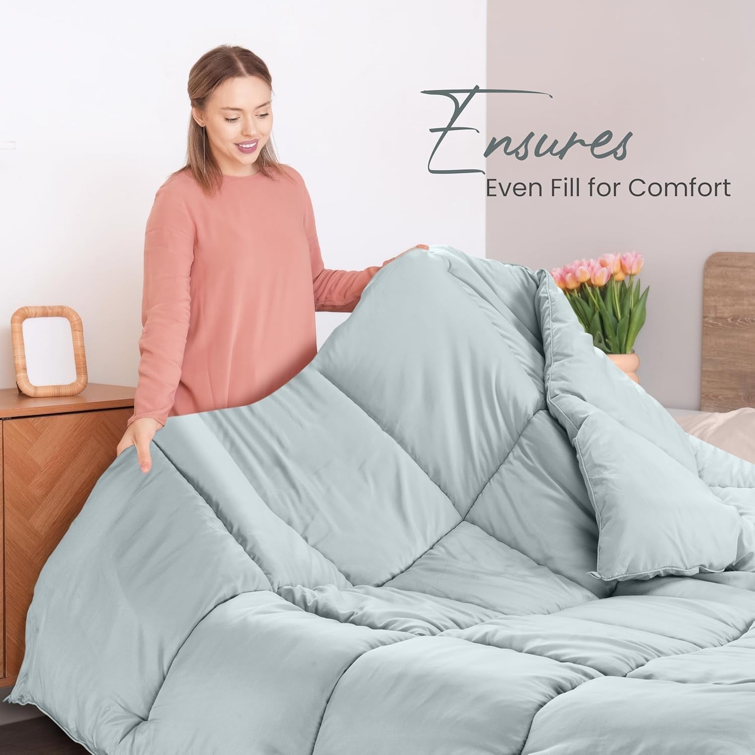 Utopia Bedding Edredón All Season 250g/m² Felpa Relleno de Fibra Siliconada Cama Matrimonio Cosido en Caja (Cama Matrimonial XL Gris Claro) Naty Shop Edredones y Edredones