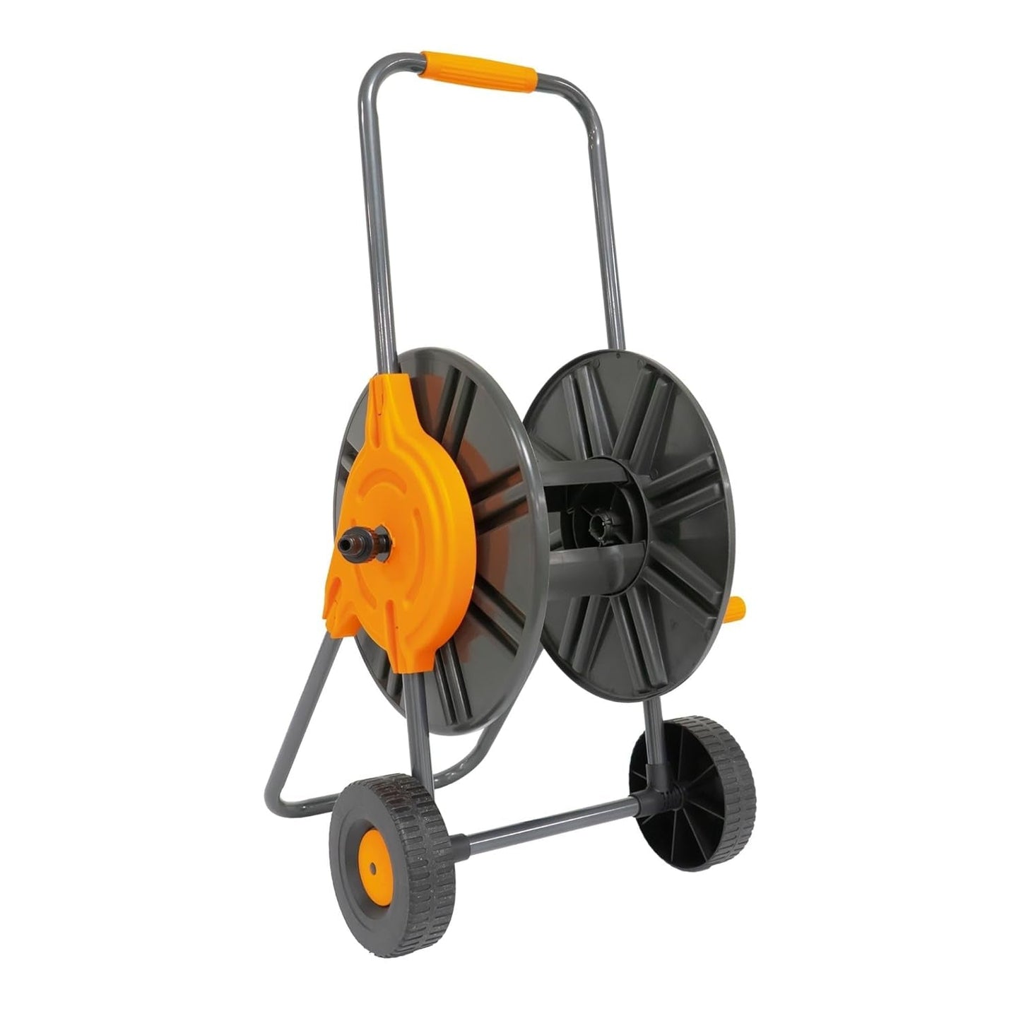 Amig - Enrollador de manguera | para mangueras de 1/2" | máximo 60 m enrollados | con manivela para enrollar fácilmente | polipropileno | naranja y gris