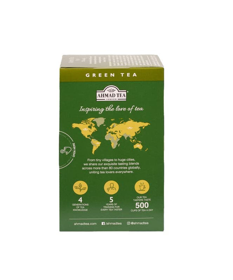 Ahmad Tea - Té verde - Bolsas de té envueltas individualmente selladas con sabor con 2 g de té por porción - 20 bolsas de té con bandas (paquete de 2)