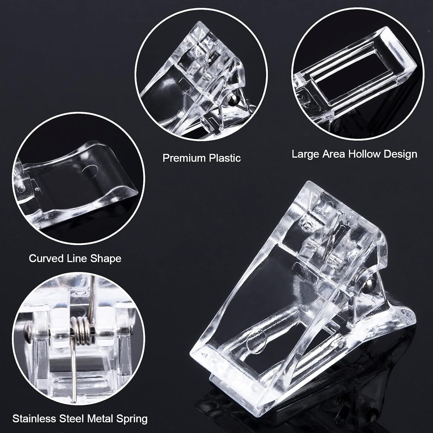 Clips para uñas, Clips para manicura, Clips para uñas transparentes, Clips de poligel transparentes, extensiones de uñas de construcción rápida, asistente de gel, 10 unidades