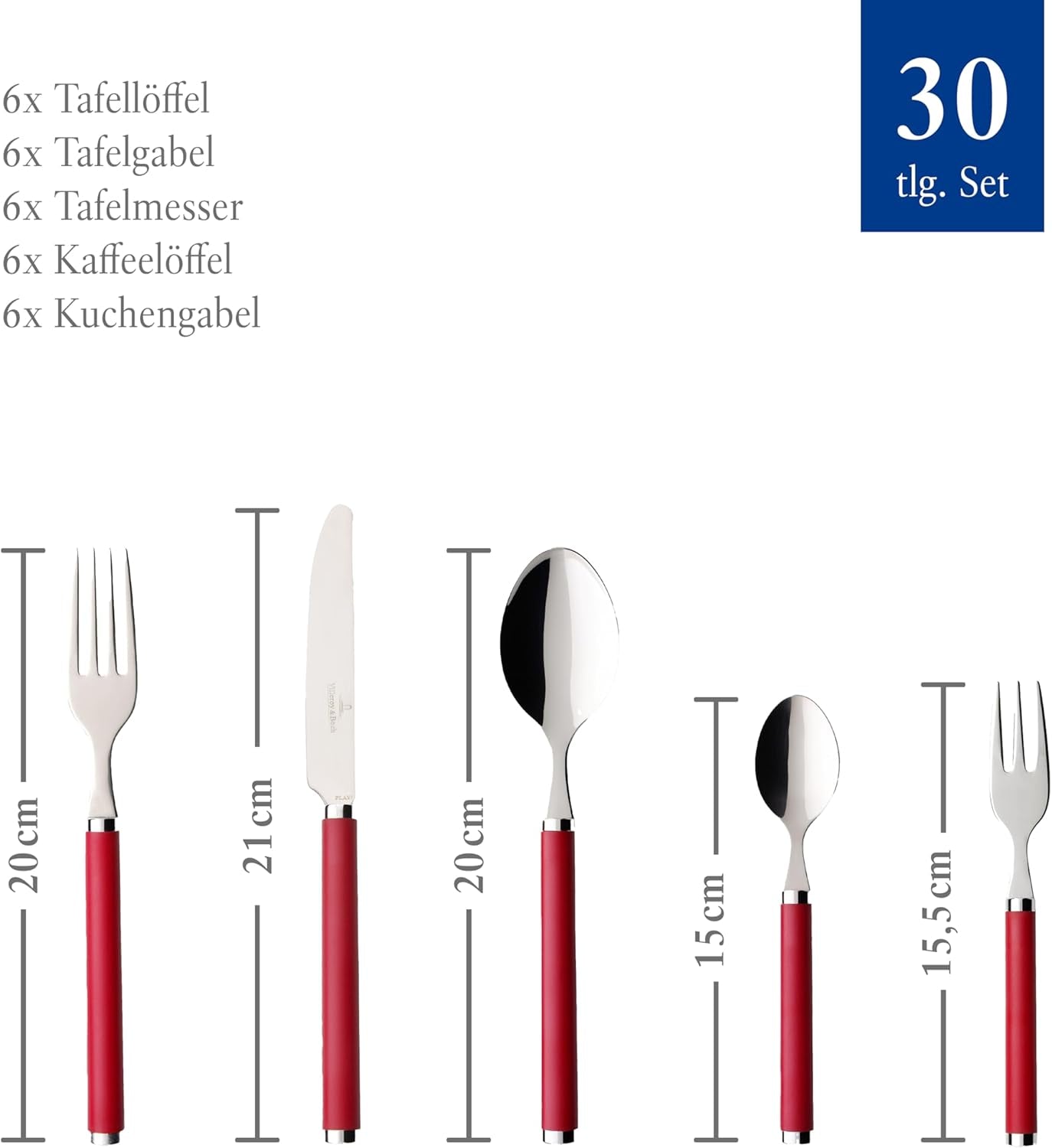 Villeroy & Boch - ¡Juega! Juego de cubiertos Rosas Rojas 30 piezas Cocina Naty Shop