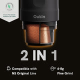 OutIn Nano Cafetera Eléctrica Portátil, Cafetera para Camping, Autocalentamiento USB-C, Compatible con Café Molido y Cápsulas NS