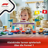 LEGO DUPLO Town Coches de carreras del equipo F1 con corredores, juguete de construcción para toda la familia, experiencia de juego imaginativo, regalo de cumpleaños para niños pequeños, niños y niñas a partir de 2 años 10445 Juegos de construcción Besuche den LEGO-Store