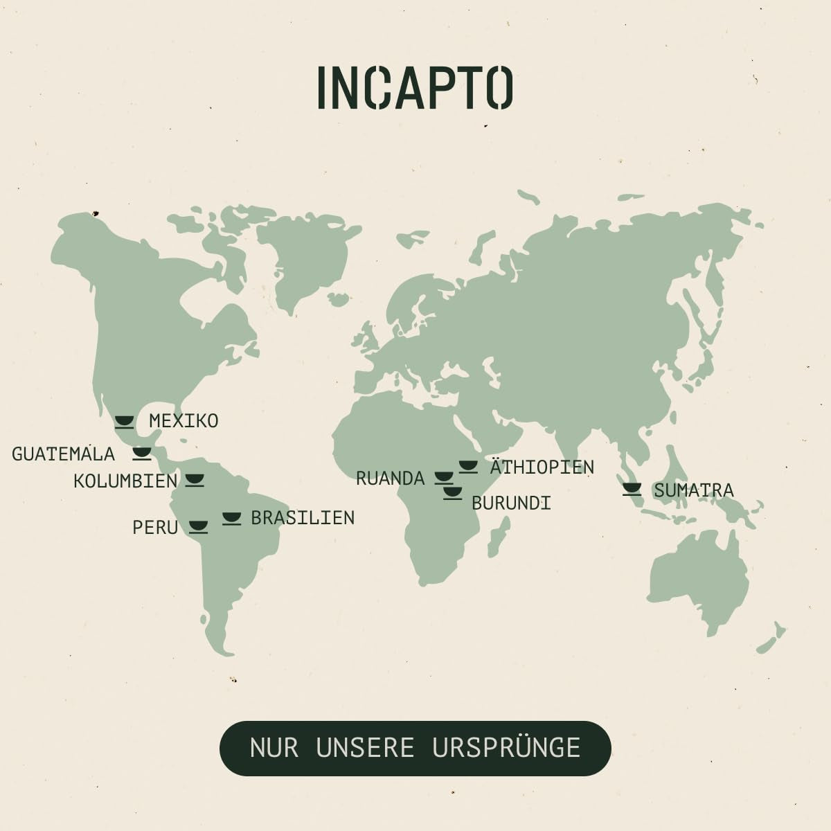 Selección de granos de café Incapto a nivel mundial | Selección de 10 orígenes de todo el mundo | Café de especialidad | 100% Arábica | Ideal como set de regalo de café | Para los amantes del café | 10 paquetes x 100g