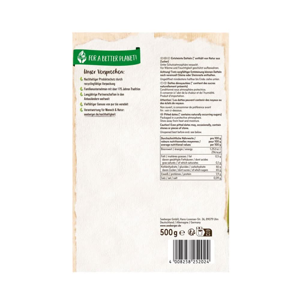 Seeberger, Dátiles Dulces De Miel Con Carne Cremosa Naty Shop Productos Deshidratados