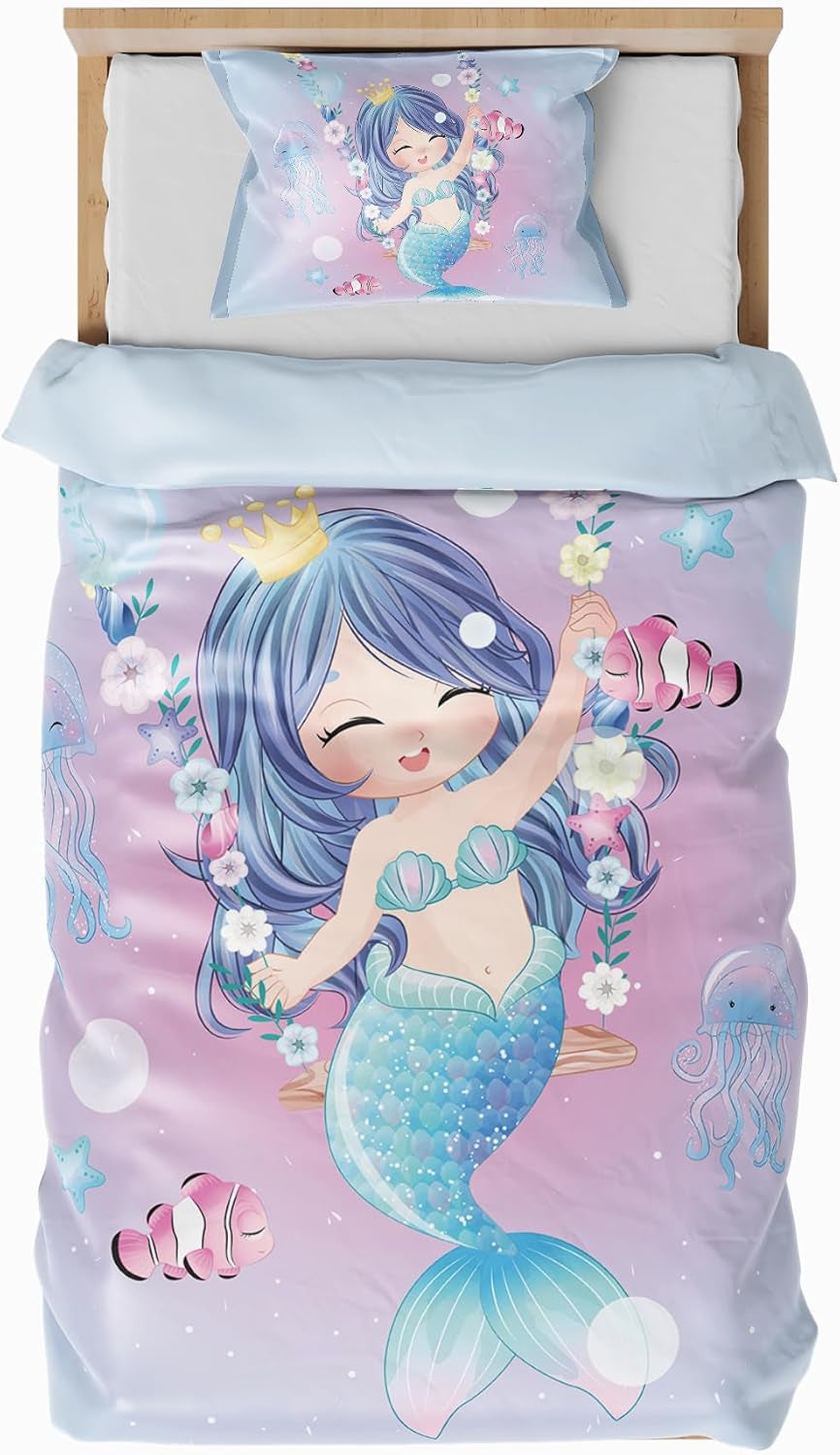 Ropa de cama infantil, varias medidas y varios personajes animados Ropa de cama infantil Naty Shop Sirena (modelo 1) 100X135Cm+40X60Cm