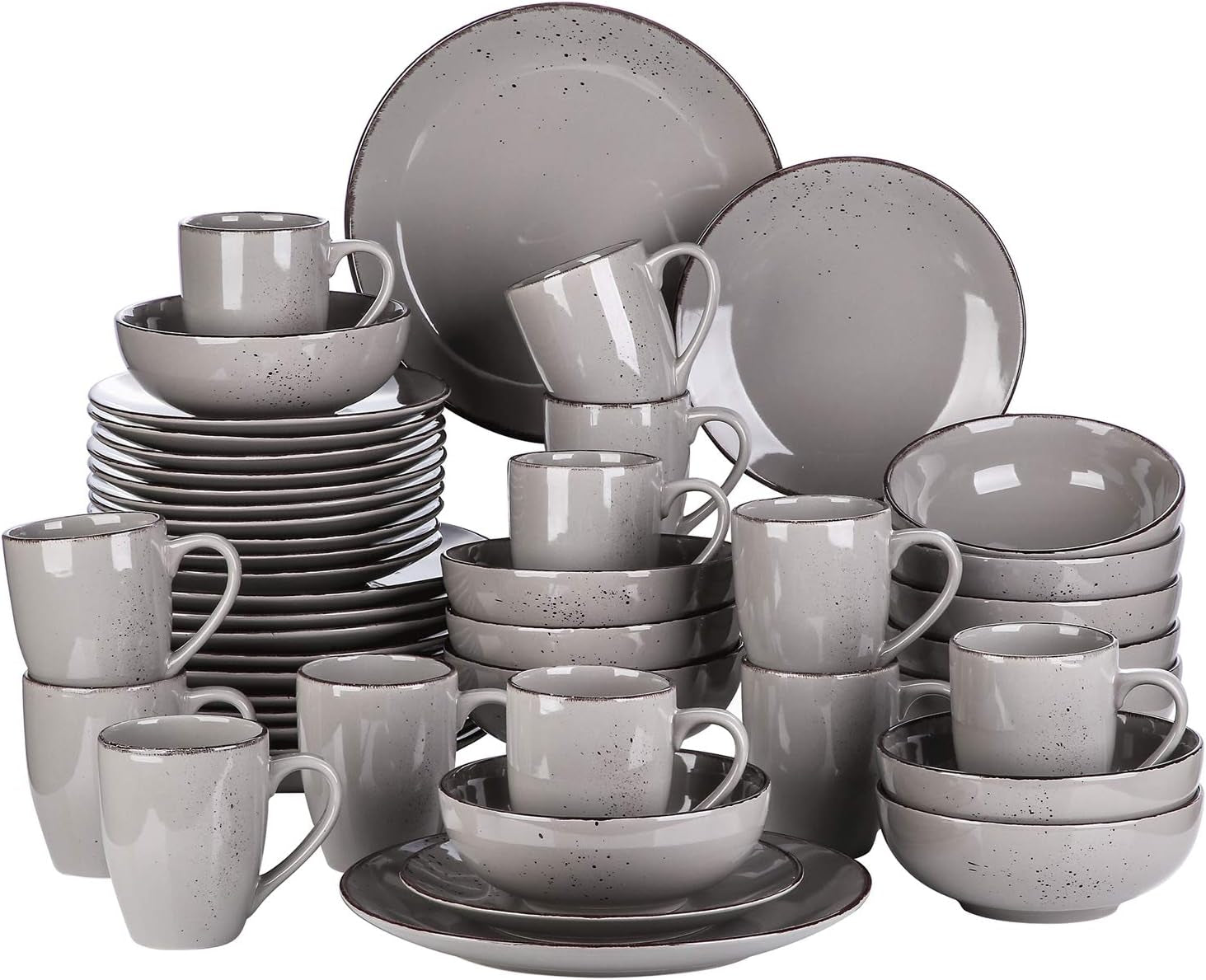 Vancasso Vajilla para 12 personas Navia Vajilla de gres, 48 ​​piezas, juego combinado con platos, ensaladeras, cuencos y tazas, aspecto vintage, diseño natural