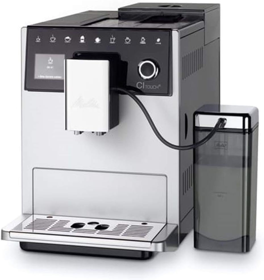 Melitta CI Touch: cafetera espresso totalmente automática con sistema de leche, cafetera espresso con molinillo de café integrado y espumador de leche, p. para espresso o capuchino, plateado