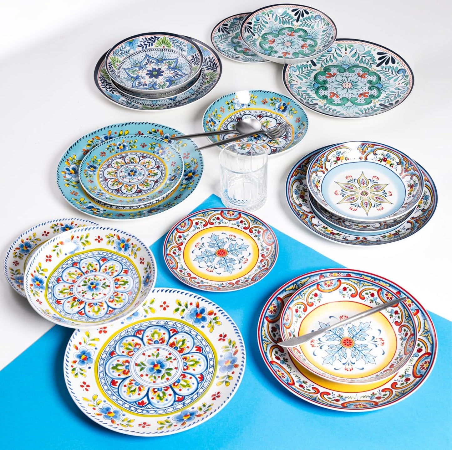 Vajilla de porcelana de 18 piezas, 6 juegos de platos diferentes, Andalucía
