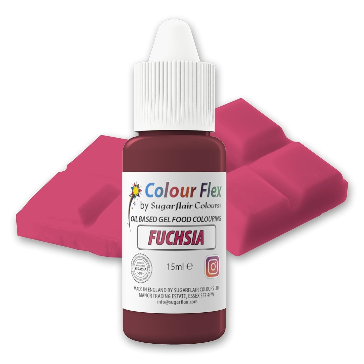 Colorante alimentario a base de aceite Sugarflair Colourflex fucsia, colorante alimentario líquido altamente concentrado, colorante alimentario para crema de mantequilla, chocolate, masa, fondant, glaseado y más - 15 ml