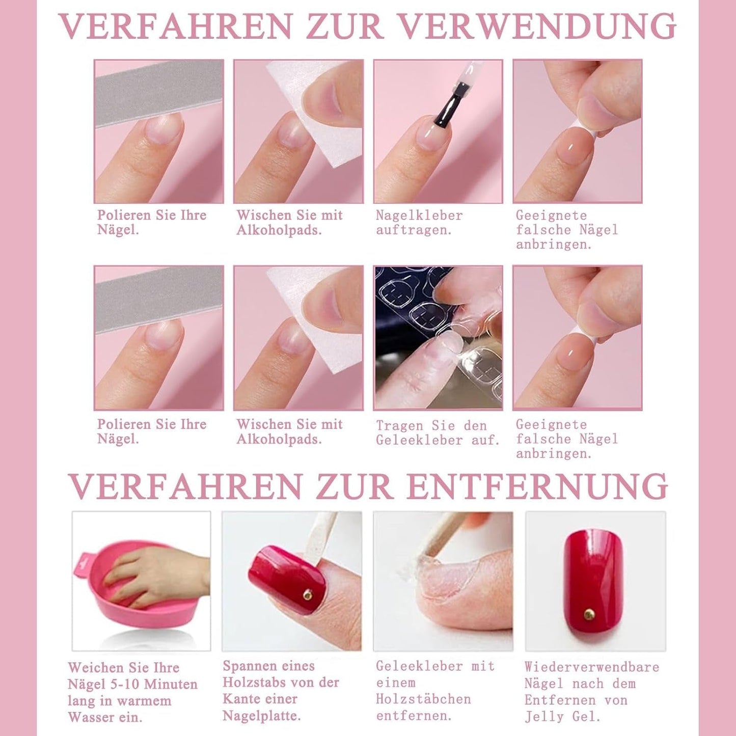 Juego de 360 ​​uñas postizas de bailarina degradada, uñas artificiales degradadas de color rosa y blanco con 2 bolígrafos de aceite de uñas, uñas postizas medianas Ombre para mujeres DIY