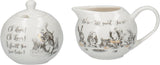 Tetera y jarra de leche de porcelana fina de Alicia en el País de las Maravillas, cuenco de porcelana y jarra de leche en una lujosa caja de regalo