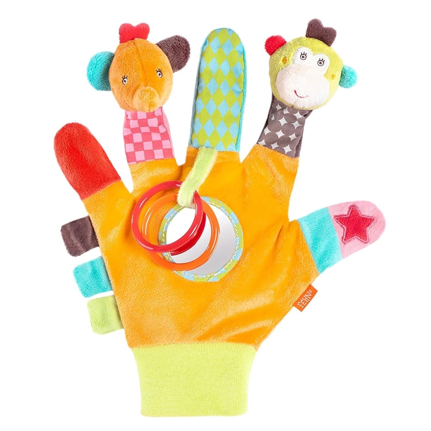 Fehn Marioneta de mano para bebé Cocodrilo - Peluche con sonajero, papel crujiente, mordedor y chirriador - Marioneta de mano para bebé - Juguete que hace estallar para bebés y niños pequeños a partir de 6 meses Juguetes para bebés Naty Shop Safari