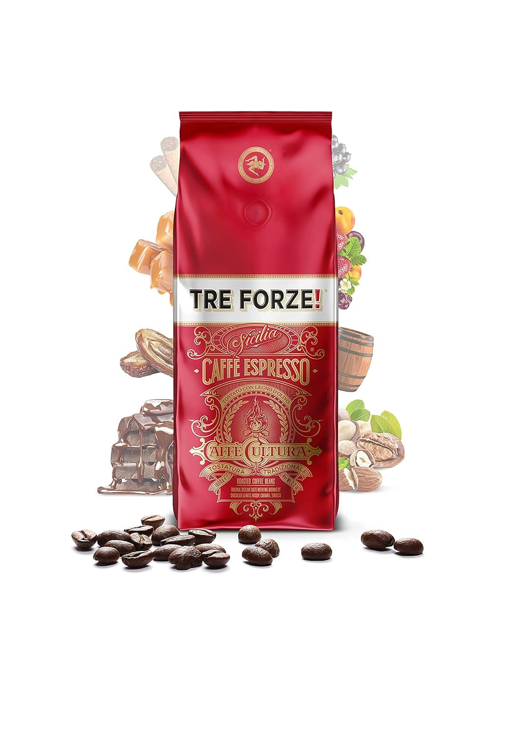 Espresso Caffè - 1 kg de granos de espresso Röstung über Olivenholzfeuer In Handarbeit - Premium Kaffeebohnen für Vollautomat und Siebträger