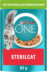 PURINA ONE STERILCAT Katzenfutter nass, zarte Stückchen in Sauce für sterilisierte Katzen, mit Turkey, paquete de 26 (26 x 85 g)